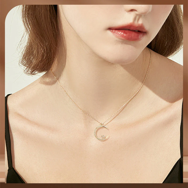 Collier Étincelant avec Pendentif d'Étoile et de Lune - Image 3