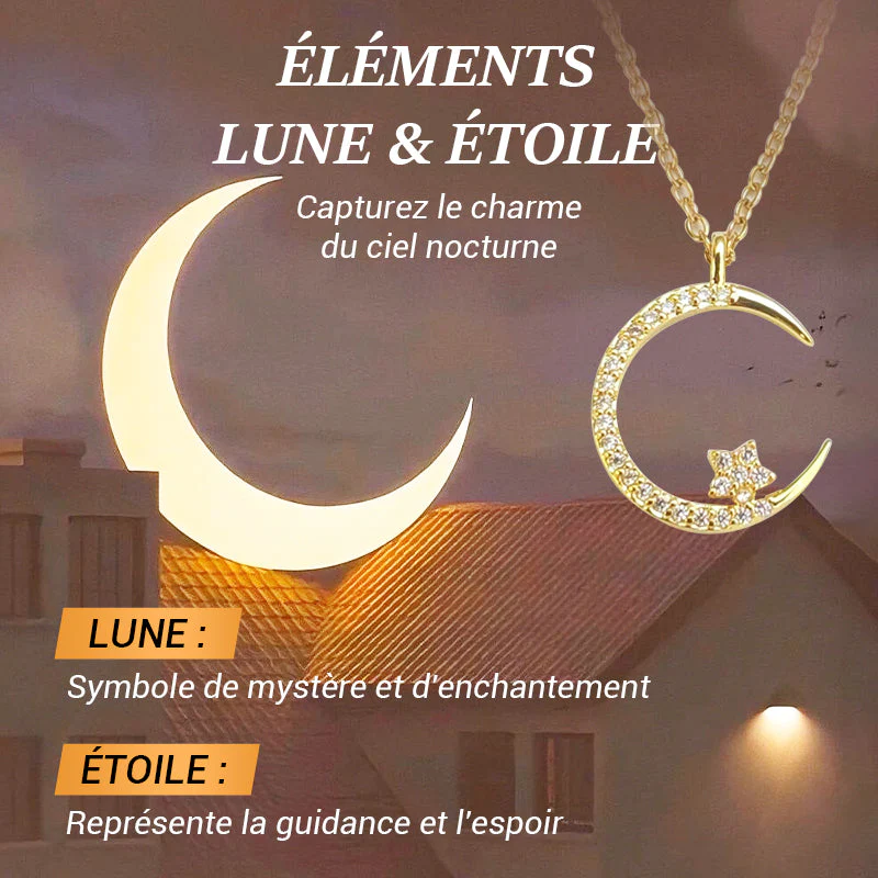 Collier Étincelant avec Pendentif d'Étoile et de Lune - Image 6