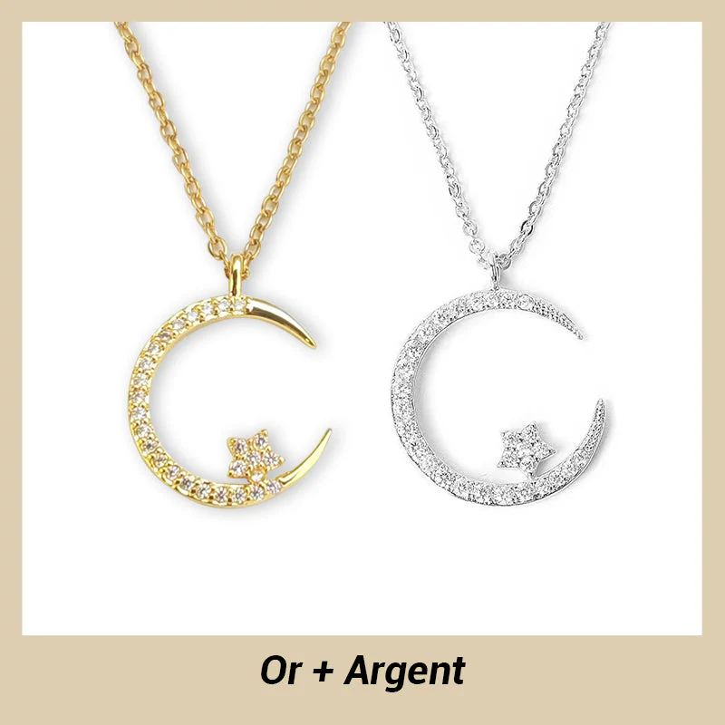 Collier Étincelant avec Pendentif d'Étoile et de Lune - Image 9