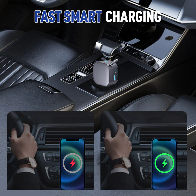 Chargeur de Voiture Compact à Câble Rétractable📢📢3 dernières heures : Grande vente⏰⏰ - Image 2
