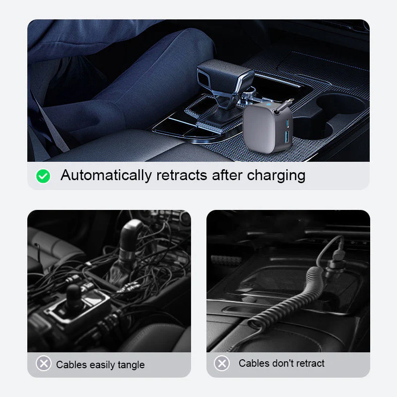 Chargeur de Voiture Compact à Câble Rétractable📢📢3 dernières heures : Grande vente⏰⏰ - Image 8