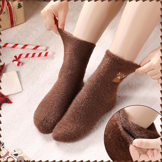 🔥Chaussettes douillettes brodées pour femmes avec motif de vache des Highlands - Image 4