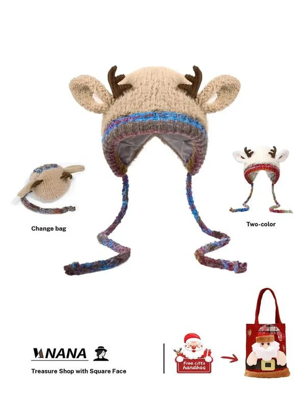 🎁🎄Soldes de Noël 54 % de réduction ! 🦌Bonnet de Noël festif à cornes, design original🧶