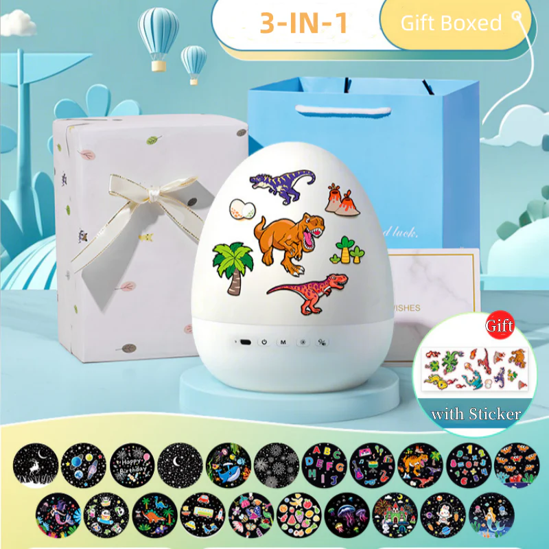 📢📢50 % de réduction !!!🎅Projecteur veilleuse œuf de dinosaure avec musique pour enfants - Image 8
