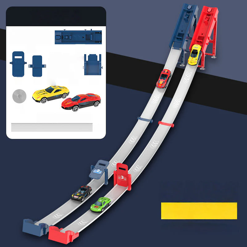 🏎️Que la course commence !⚡Deux fois plus de piste, deux fois plus de plaisir🏆Pas besoin de piles, juste de la vitesse pure ! - ✨【Ensemble de piste de course avec double lanceur de voitures pour enfants】✨ - Image 8