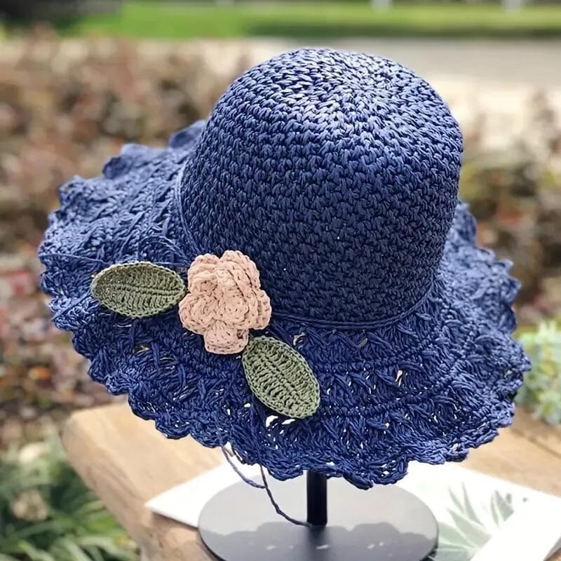 👒Élégant Chapeau de Paille au Crochet avec Détail à Volants🌷 - Image 12