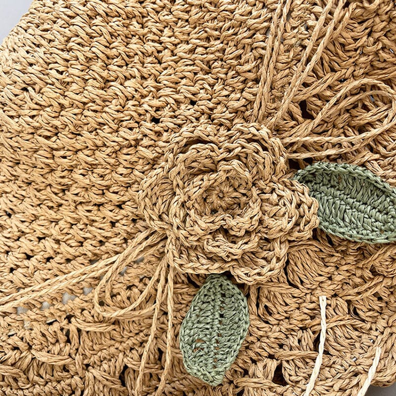 👒Élégant Chapeau de Paille au Crochet avec Détail à Volants🌷 - Image 3