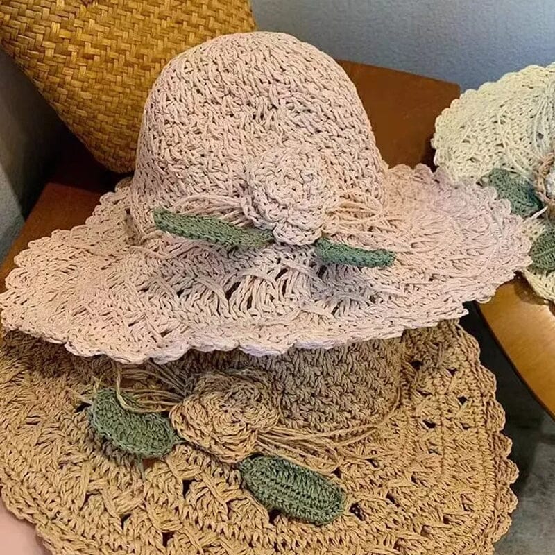 👒Élégant Chapeau de Paille au Crochet avec Détail à Volants🌷 - Image 4