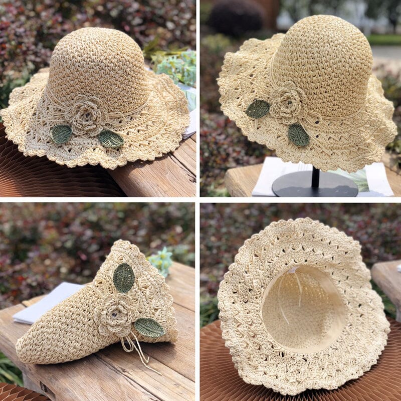 👒Élégant Chapeau de Paille au Crochet avec Détail à Volants🌷 - Image 7