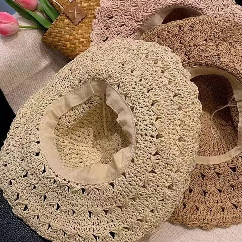 👒Élégant Chapeau de Paille au Crochet avec Détail à Volants🌷 - Image 9