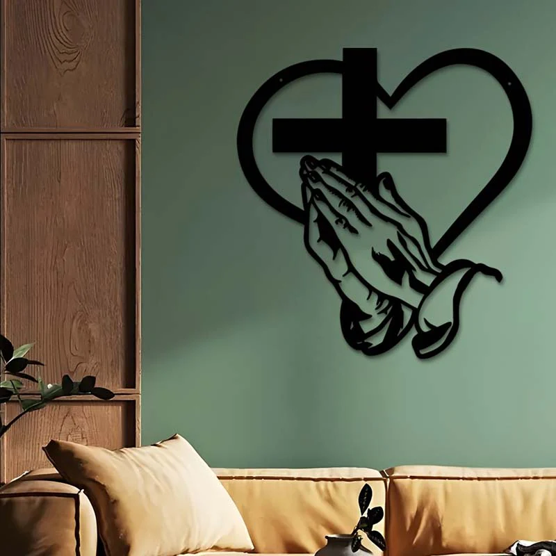 Décoration murale chrétienne élégante en forme de cœur et de croix - Image 6