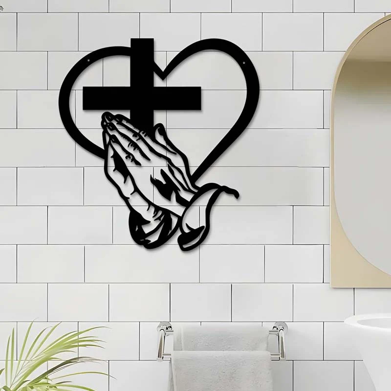 Décoration murale chrétienne élégante en forme de cœur et de croix - Image 7