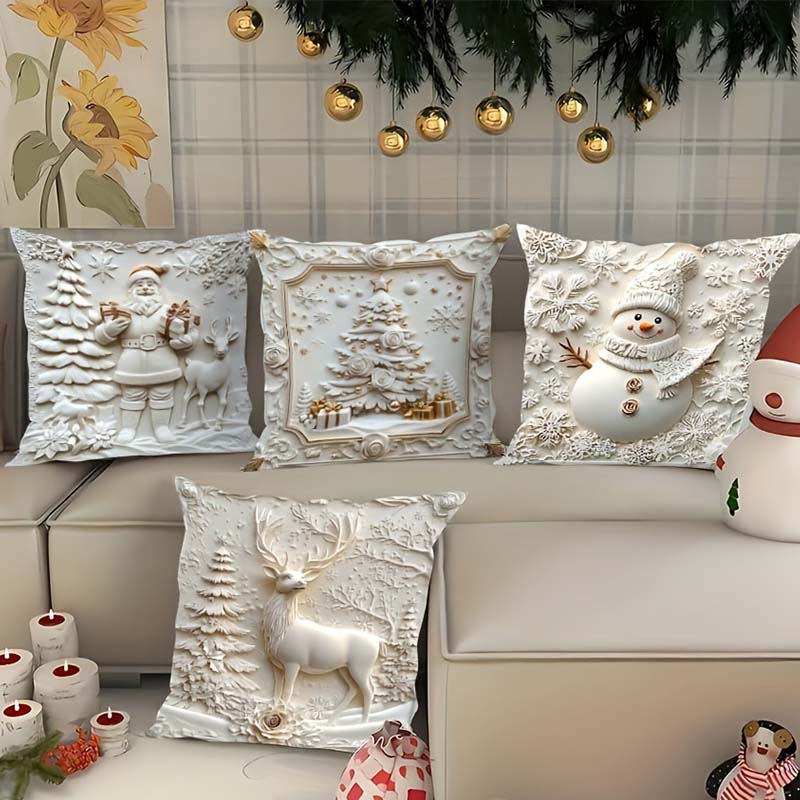 🎅Des idées cadeaux de Noël géniales, à seulement 5 € chacune !🎁 Housses de coussin sur le thème de Noël🛋️ - Image 2