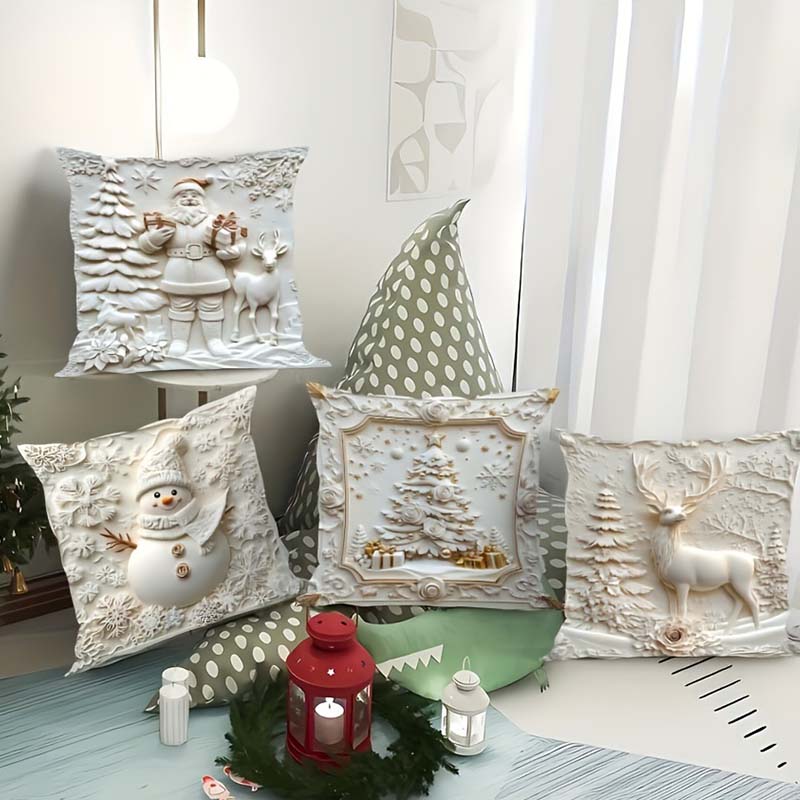 🎅Des idées cadeaux de Noël géniales, à seulement 5 € chacune !🎁 Housses de coussin sur le thème de Noël🛋️ - Image 4