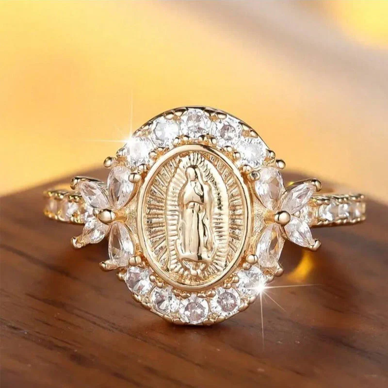 📢📢60 % de réduction !! ⏰Bague élégante avec emblème de la Vierge Marie