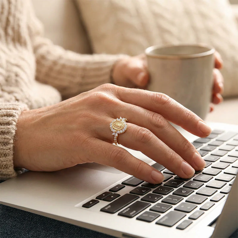 📢📢60 % de réduction !! ⏰Bague élégante avec emblème de la Vierge Marie - Image 4