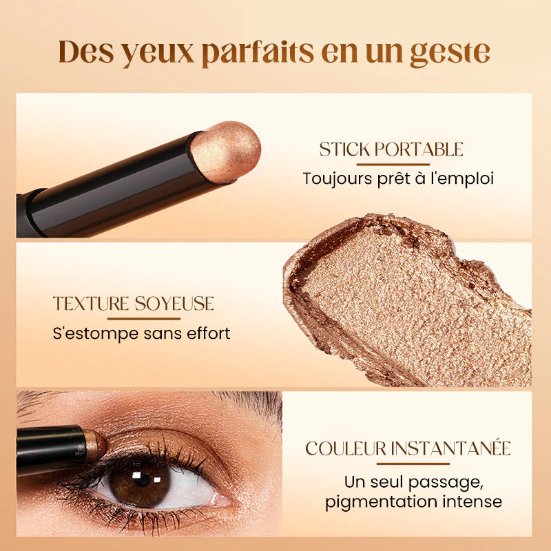 📢📢50 % de réduction !! ⏰8 couleurs de fards à paupières pailletés en stick, waterproof, longue tenue et multi-usage - Image 5