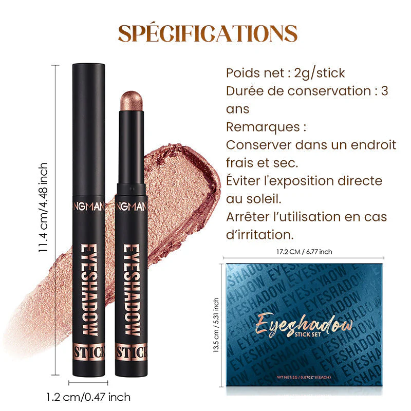 📢📢50 % de réduction !! ⏰8 couleurs de fards à paupières pailletés en stick, waterproof, longue tenue et multi-usage - Image 8