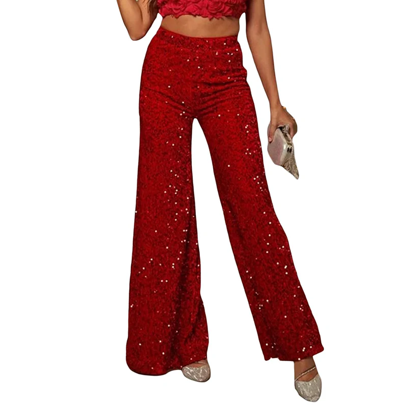 📢📢60 % de réduction !!! 🎅 Pantalon Large à Paillettes pour Femme – Taille Élastique, Brillant & Confortable pour Soirées ✨👖📦 - Image 13