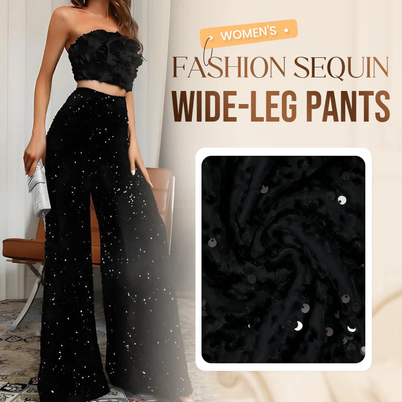 📢📢60 % de réduction !!! 🎅 Pantalon Large à Paillettes pour Femme – Taille Élastique, Brillant & Confortable pour Soirées ✨👖📦 - Image 3