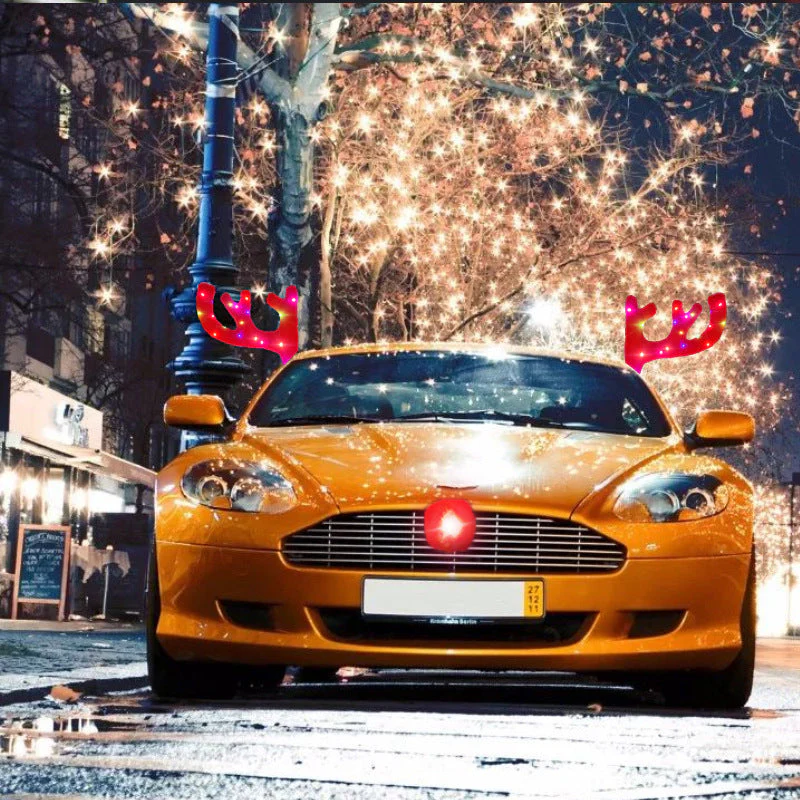 🎅Offre spéciale Noël !🎄Ensemble de Décoration de Noël en Forme de Bois de Renne et de Nez pour Voiture - Image 13