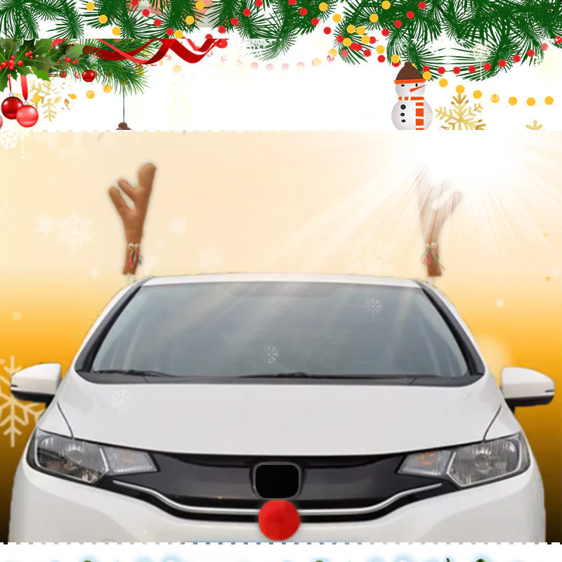 🎅Offre spéciale Noël !🎄Ensemble de Décoration de Noël en Forme de Bois de Renne et de Nez pour Voiture - Image 4