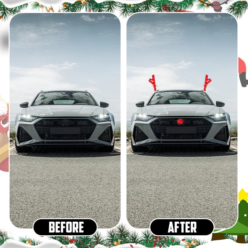 🎅Offre spéciale Noël !🎄Ensemble de Décoration de Noël en Forme de Bois de Renne et de Nez pour Voiture - Image 6