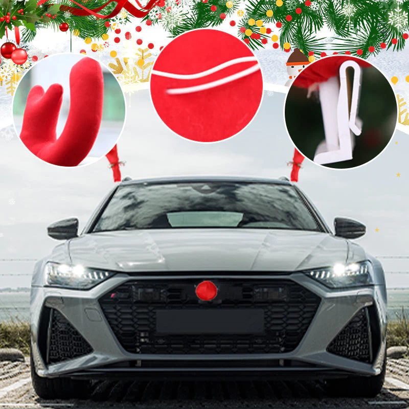 🎅Offre spéciale Noël !🎄Ensemble de Décoration de Noël en Forme de Bois de Renne et de Nez pour Voiture - Image 7