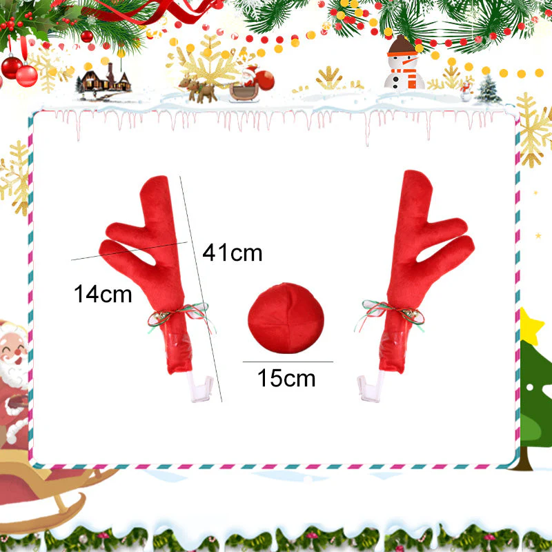 🎅Offre spéciale Noël !🎄Ensemble de Décoration de Noël en Forme de Bois de Renne et de Nez pour Voiture - Image 9