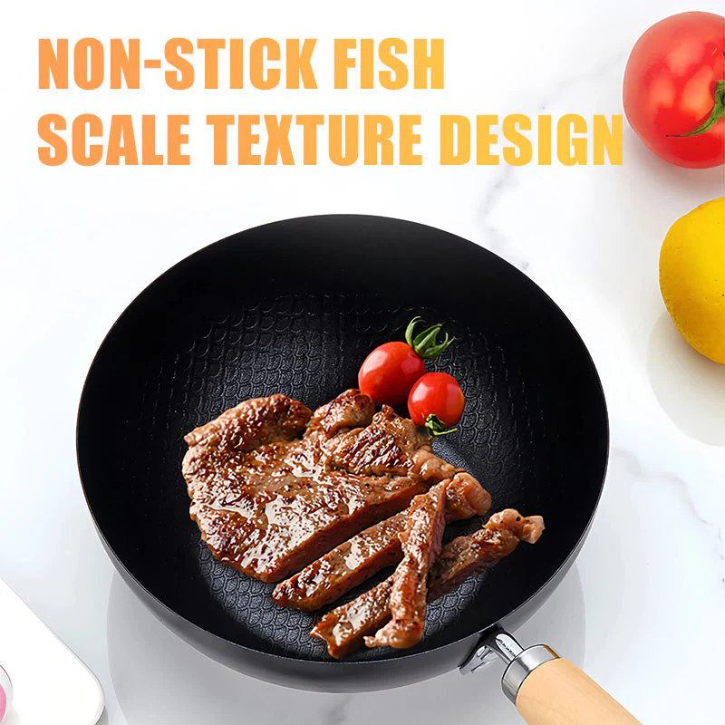 Poêle antiadhésive à fond plat à motif écailles de poisson 成功 - Image 5