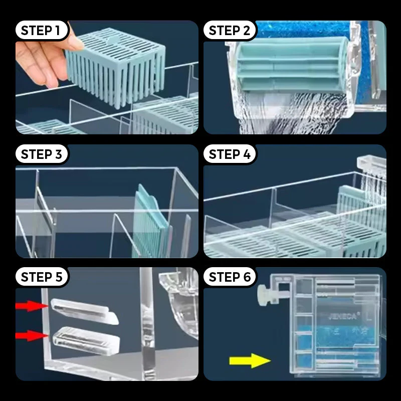 🏆50% de réduction pour une durée limitée💦🐟 Boîte de filtre circulant de réservoir de poissons avec pompe à eau - Image 7