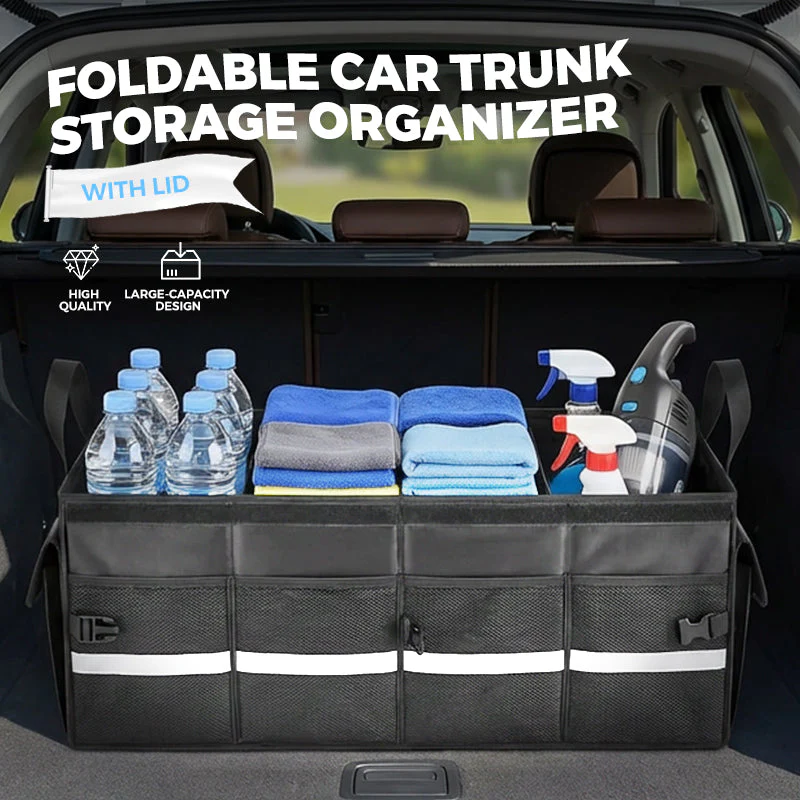 📢📢50 % de réduction !! ⏰Organisateur de rangement pliable pour coffre de voiture avec couvercle