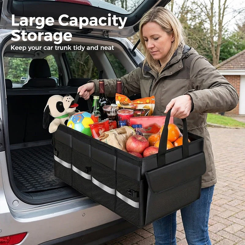 📢📢50 % de réduction !! ⏰Organisateur de rangement pliable pour coffre de voiture avec couvercle - Image 4
