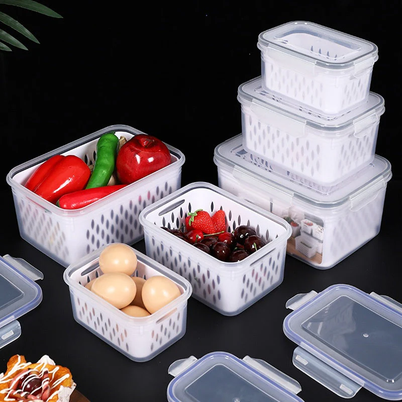 đĄâĄ Vente Flash 50% de rĂ©duction đ Set de conteneur de stockage de fruits 3PCS pour rĂ©frigĂ©rateur avec colander amovible