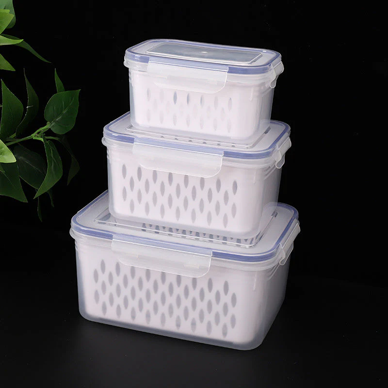 đĄâĄ Vente Flash 50% de rĂ©duction đ Set de conteneur de stockage de fruits 3PCS pour rĂ©frigĂ©rateur avec colander amovible - Image 11