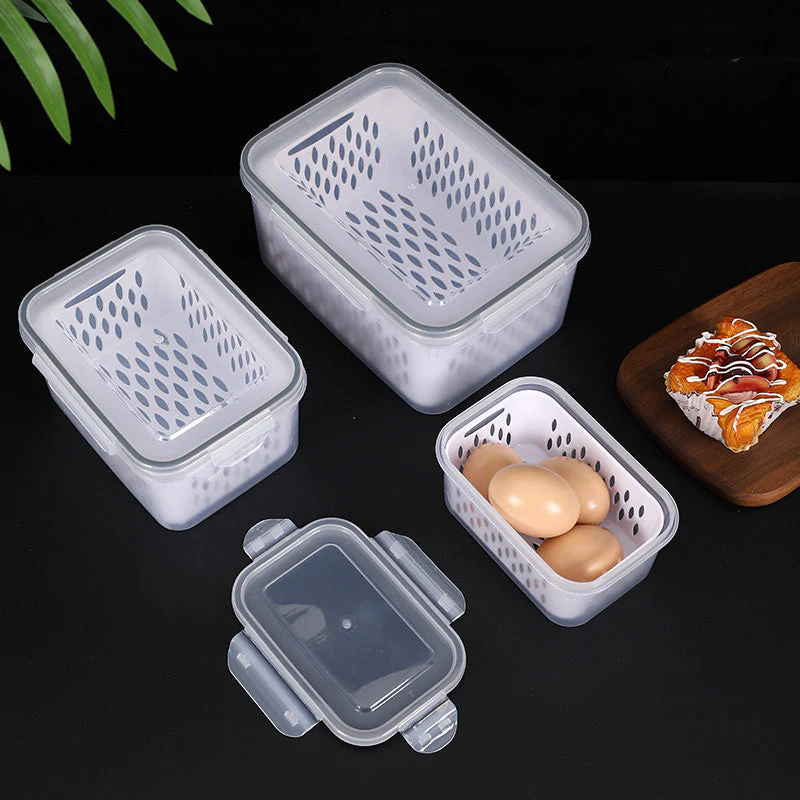 đĄâĄ Vente Flash 50% de rĂ©duction đ Set de conteneur de stockage de fruits 3PCS pour rĂ©frigĂ©rateur avec colander amovible - Image 8