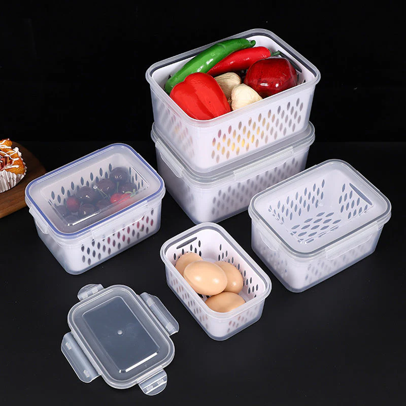 đĄâĄ Vente Flash 50% de rĂ©duction đ Set de conteneur de stockage de fruits 3PCS pour rĂ©frigĂ©rateur avec colander amovible - Image 9