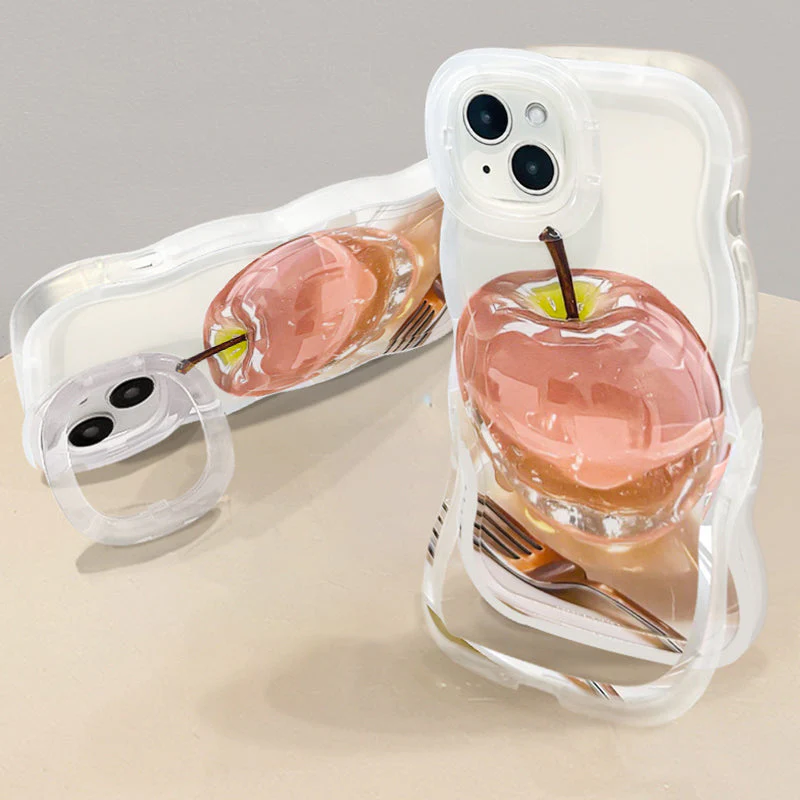 📢✨Coque de Téléphone Transparente avec Motif Pomme pour iPhone 🍏📱 - Protection Élégante et Fun! - Image 3