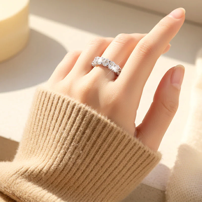 📢📢50 % de réduction !!! ✨Bague de mode en zircon scintillant plein cercle - Image 7