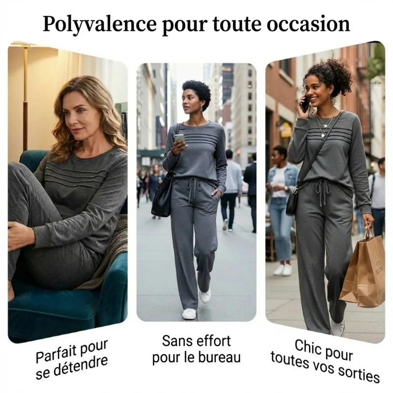 📢📢60 % de réduction !! ⏰Ensemble Femme Décontracté avec Haut et Pantalon à Cordon de Serrage 👕👖 - Image 8