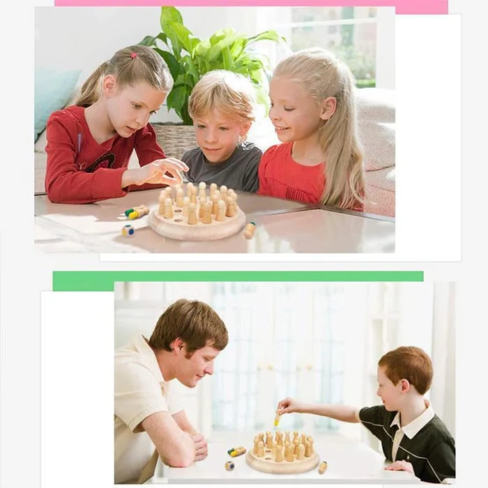 🧩 50% DE RÉDUCTION! ✨ Jeu d'Échecs et Mémoire en Bois - Set de 3 Jeux Éducatifs avec Bâtonnets et Cartes pour Enfants 👧🎲 - Image 6