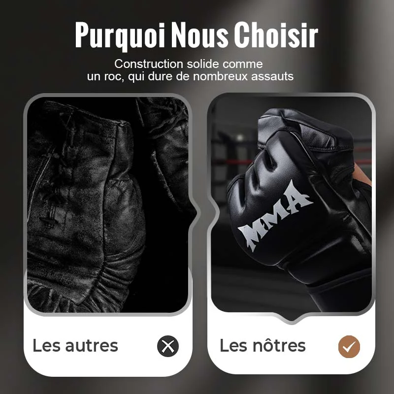 Gants de Boxe avec Soutien du Poignet et Absorption des Chocs - Image 2