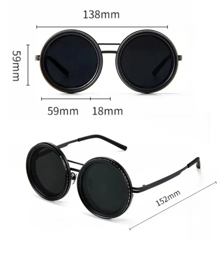 đđ Lunettes de soleil rondes polarisĂ©es Ă teinte rĂ©glableđ€ïž - Image 5