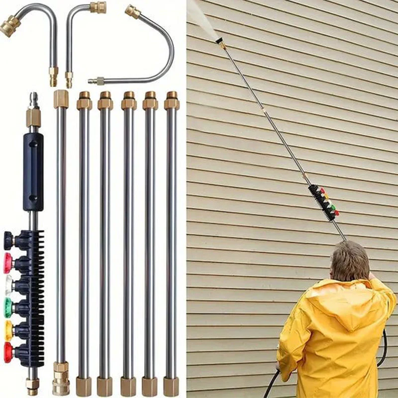 🎁 60% DE RÉDUCTION ! 🚗 Kit de Rallonge pour Nettoyeur Haute Pression – Jusqu’à 4000 PSI, Nettoyage de Toits & Gouttières Sans Échelle 💧🔧 - Image 4