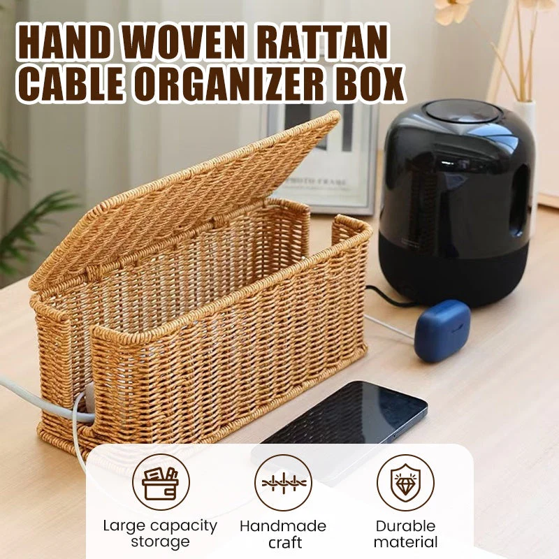 🔥Boîte de rangement en rotin tressé à la main avec couvercle