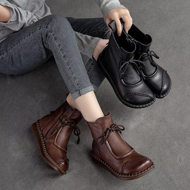 Bottines Vintage Élegantes en Cuir pour Femmes - Image 7