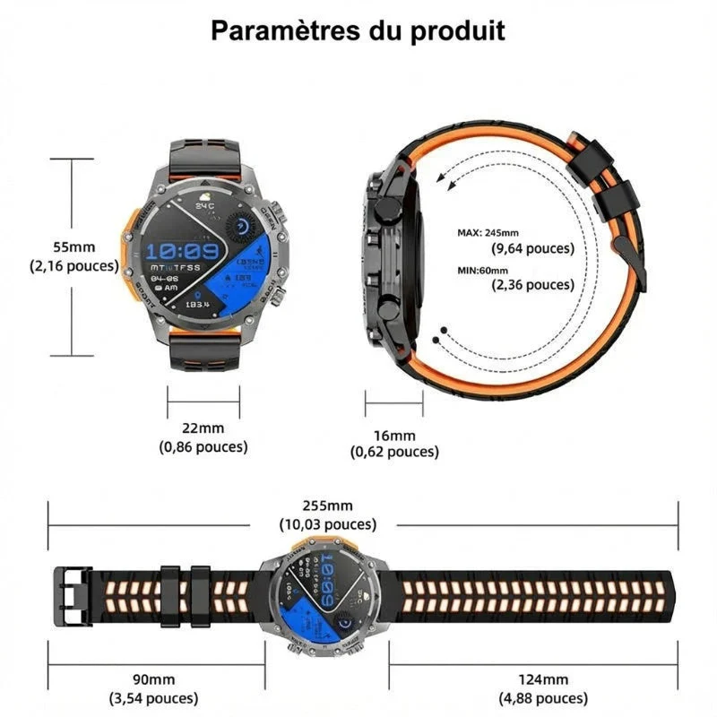 📢📢60% de réduction !! ⏰ Montre connectée HD pour homme – Écran 1,52", suivi santé & notifications intelligentes ⌚💼 - Image 3
