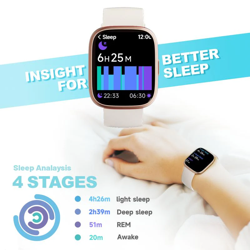 Montre connectée pour femmes et hommes, tracker d'activité physique avec fonction d'appel, montre de fitness avec suivi du sommeil/100 sports/podomètre étanche IP68 - Image 6