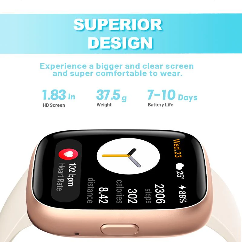 Montre connectée pour femmes et hommes, tracker d'activité physique avec fonction d'appel, montre de fitness avec suivi du sommeil/100 sports/podomètre étanche IP68 - Image 7