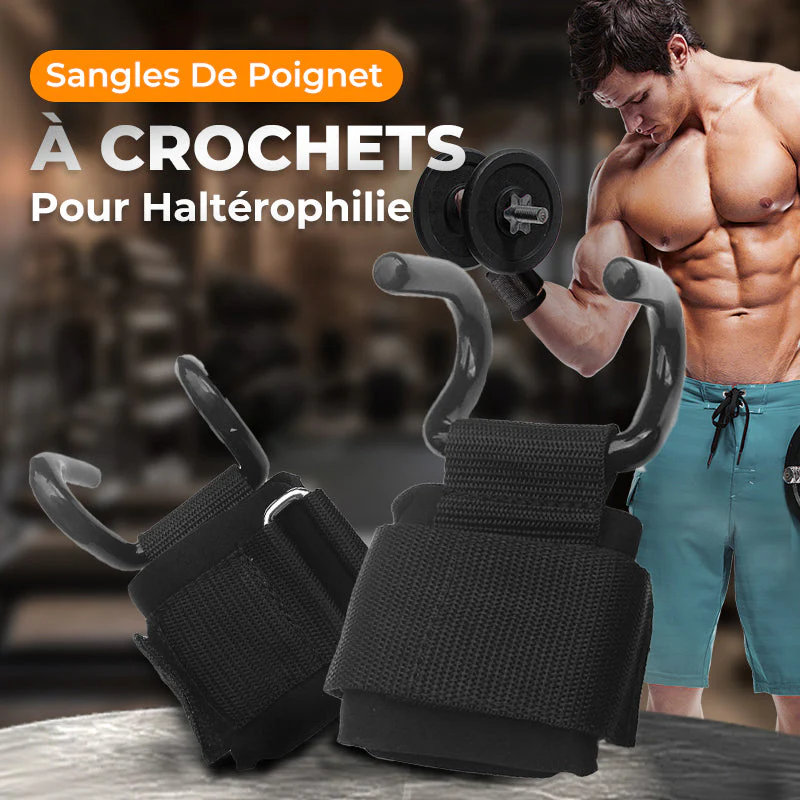 Sangles de Poignet Robustes à Crochets pour Haltérophilie🪝